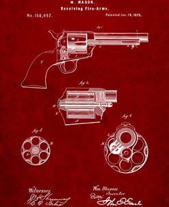 PP1119-Burgundy US Firearms Single Action Army Revolver Patent Poster