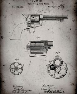PP1119-Faded Grey US Firearms Single Action Army Revolver Patent Poster