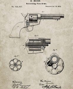 PP1119-Sandstone US Firearms Single Action Army Revolver Patent Poster