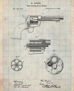 PP1119-Antique Grid Parchment US Firearms Single Action Army Revolver Patent Poster
