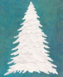 Snowy Fir Tree on Blue