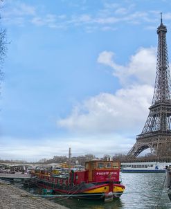 Eiffel Tower and Seine Boats in Paris