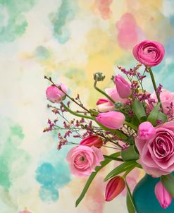 Pink Bouquet in Turquoise Vase