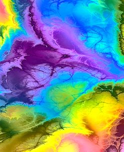 Abstract Fractals Blue, Yellow And Purple