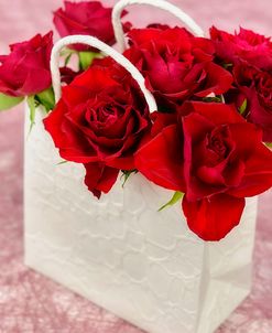 Shopping Bag with Red Roses
