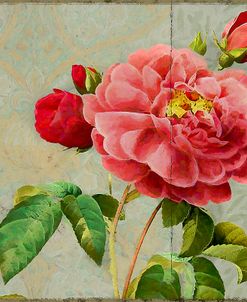 Pink Rose Painted on Wooden Panel