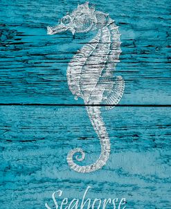 Seahorse on Blue Wood