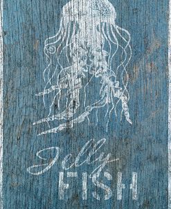 Jellyfish on Blue Wood