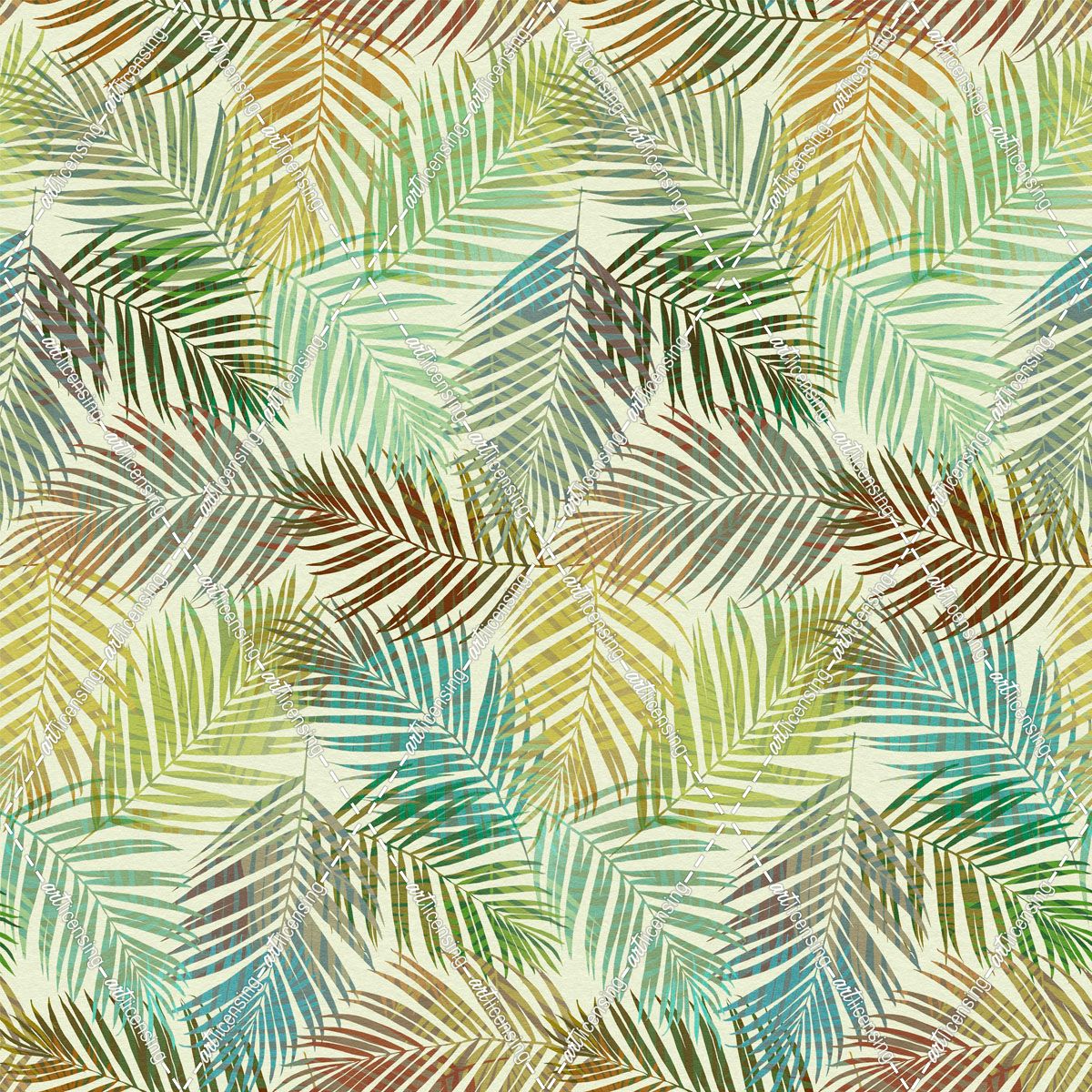 Blended Palm Leaves Celadon Seamless