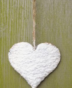 Snowy Heart on Wood
