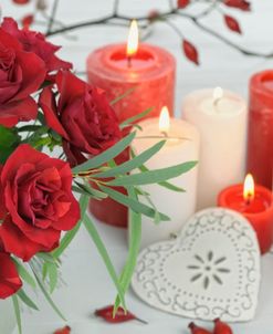 Red and White Roses and Candles