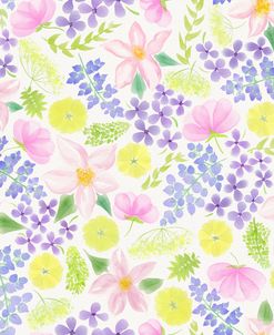 Watercolor Pink Yellow Flower Seamless Pattern