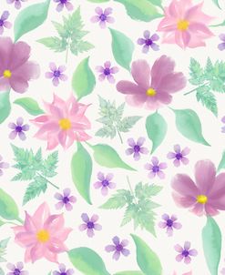 Watercolor Flower Pink Green Pattern Seamless