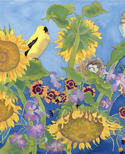 Goldfinches With Sunflowers