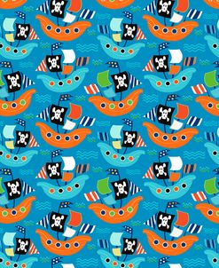 Pirate Ship Pattern Blue