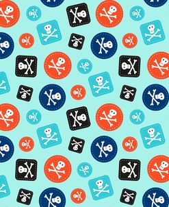 Pirate Badge Pattern Blue