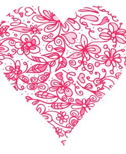 Pink Flower Love Heart