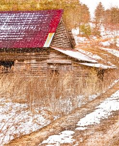 Red Roof in the Snow without border