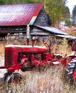 Red Tractor in the Snow