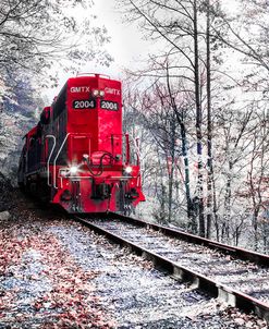 The Red Train in the Snow