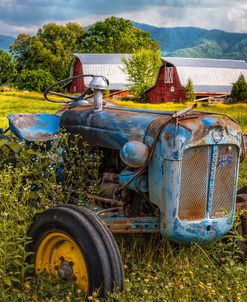 Blue Tractor at the Twin Barns