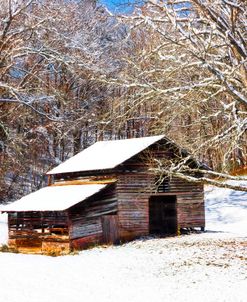 Snow On The Country Barn