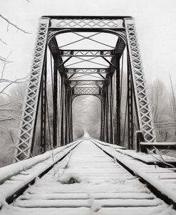 Snowy Railroad Trestle Painting