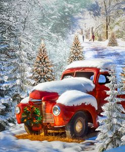 Christmas Truck in the Snow Painting