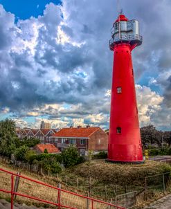 Tall Red Lighthouse in Holland in HDR Detail