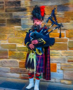 City Bagpiper In Full Dress Painting