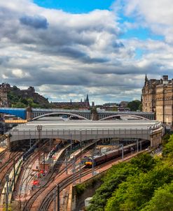 Waiting for the Train- Downtown Edinbrough overlooking the Train Station