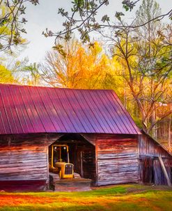 Sunlight on the Barn in Spring Painting