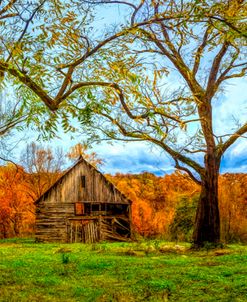 Vintage Barn in the Smokies Panorama Painting