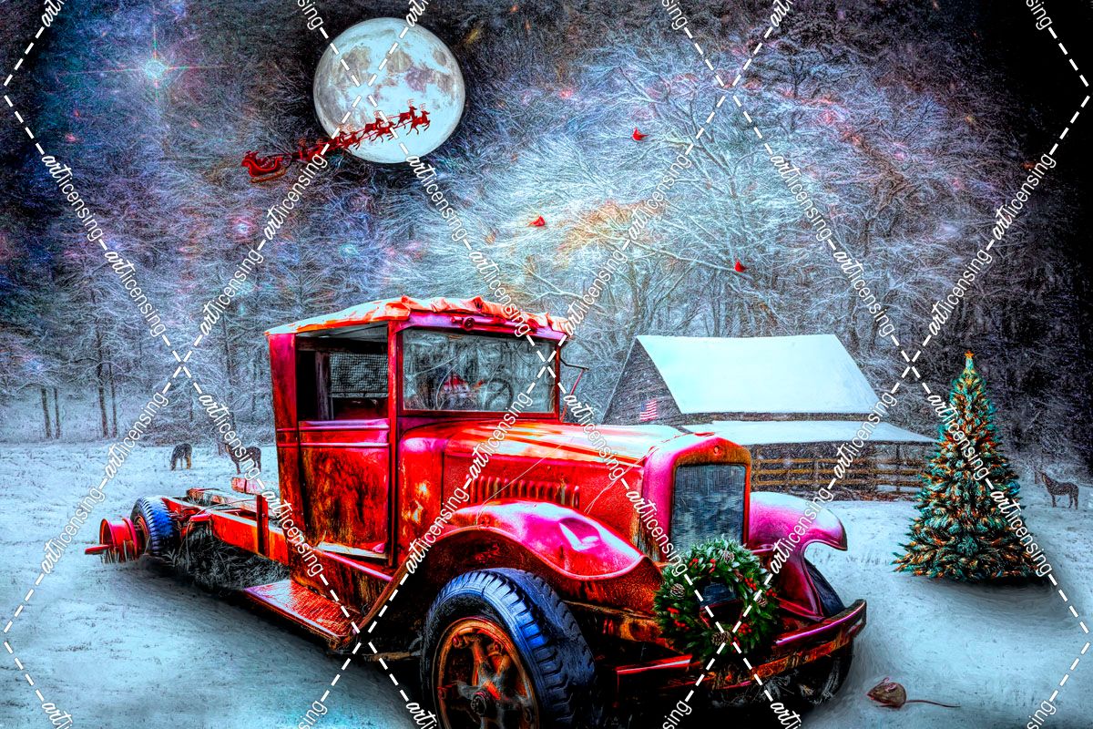 Red Truck on Christmas Eve_