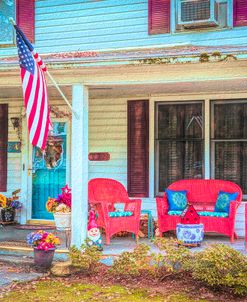 Summer Garden Porch Watercolor Painting