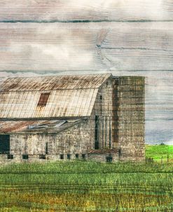 White Barn in the Country on Wood Textures