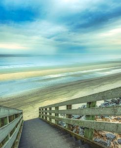 Boardwalk into Sunrise at Low Tide on a Soft Morning