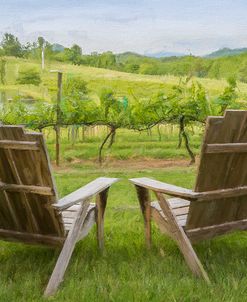 Morning at the Vineyard Watercolors Painting Panorama