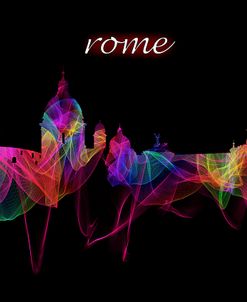 Rome Skyline Art with Script