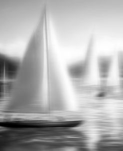 Sailing Black and White Abstract Square