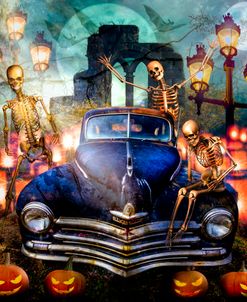 Old Plymouth With the Halloween Skeletons