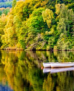 Two White Rowboats on the Lake at Pitlochry