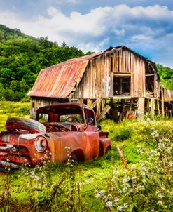 Old Wood Barn and an Old Rusty Truck