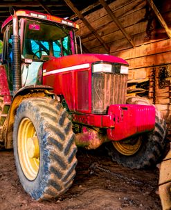 Big Red Tractor in the Barn