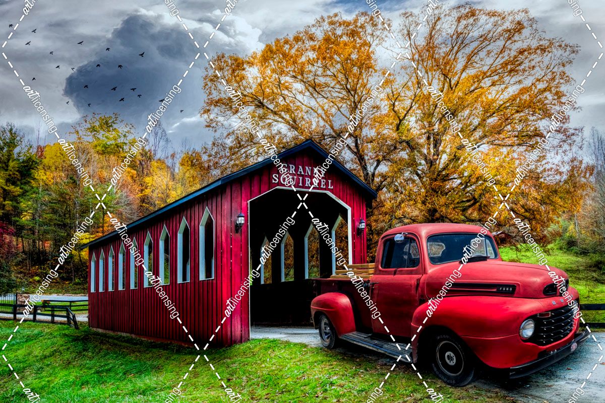 Pickup Truck at the Covered Bridge