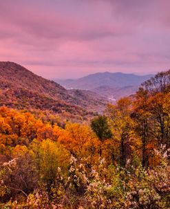 Sunset over the Blue Ridge Smoky Mountains