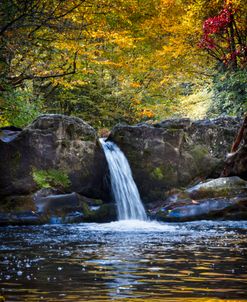 Glossy Golden Pools under the Waterfall