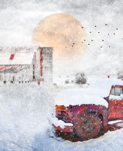 Red Truck in the Snow 2