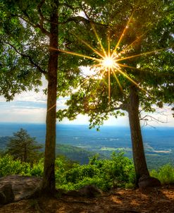 Sunrays over the Smoky Blue Ridge Mountains