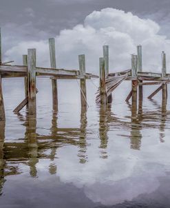 The Old Wooden Docks in the Pale Fog